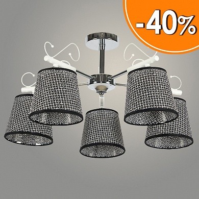Люстры 52135/5 CR+WT хром/белый 5х40W -40%